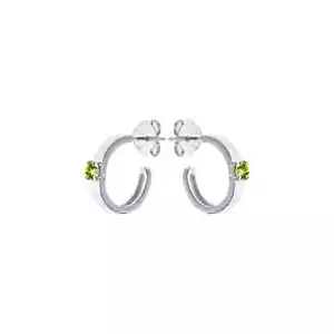 Peridot Huggie Hoop Earrings Sterling Silver 925 Hallmarked Brand New Boxed - Picture 1 of 3