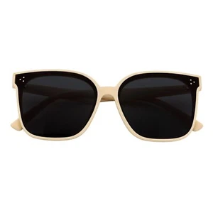 MIA - Polarized Womens Oversize 3 Pin Cat Eye Sunglasses Creme Smoke Tint - Picture 1 of 10