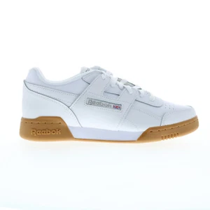 Reebok Workout Plus Mens White Leather Lace Up Lifestyle Sneakers Shoes - Picture 1 of 8