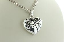 Ann King Signed Sterling Silver Large Etched Scroll Puffy Domed Heart Pendant