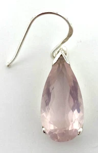 Rose Quartz Beautifully Designed Faceted Sterling Silver French Wire Earrings - Picture 1 of 4