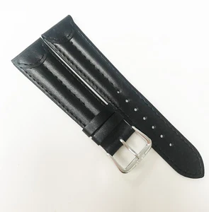 Banda NEU Echtleder schwarzfarben weiches Kalbsleder 20 mm silberne Schließe Uhrenarmband - Bild 1 von 5