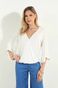 Veronica M. Ivory Cupro Surplice Top - Sz Large NWT $99 - BEST SELLER - Picture 1 of 6