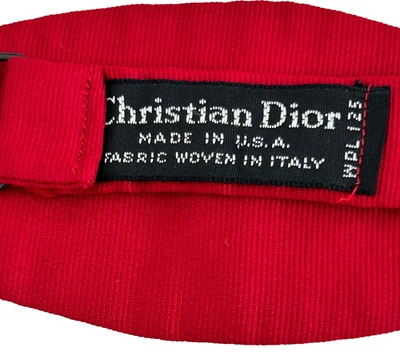 Christian Dior красный шелк самостоятельный галстук галстук-бабочка сделано в США ткани сплетенный в Италии - Изображение 1 из 4
