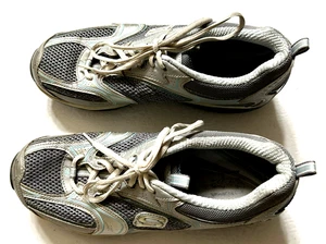 Skechers Shape Ups Gray Blue & White Leather & Synthetic Lace-Up Women's size 9B - Picture 1 of 14