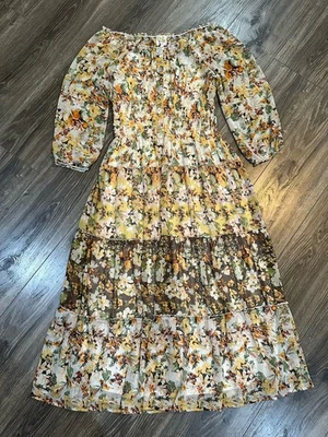 无花果连衣裙女式 PXL 波西米亚 Cottagecore 透明衬里 — 第 1/4 张图片