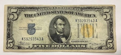 1934 $5 North Africa Silver Certificate Note - Image 1 of 2