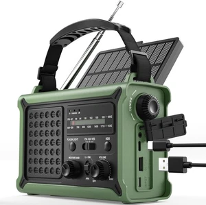 ROCAM Kurbelradio,12000mAh Notfallradio mit 8500mm² Solarpanel & 650mA Kurbel - Bild 1 von 8