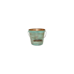 Robert Allen MPT01760 Planter With Handle, Vintage Copper Ribbed Metal, 10 In. - - Picture 1 of 1