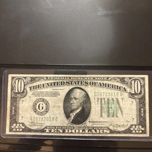 1934A $10 Dollar Bill Green Seal Federal Reserve Note - Picture 1 of 3