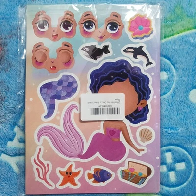 24 Sheets 8.3'' × 5.9'' Make Your Own Mermaid Stickers for Toddlers Kids Party - Image 1 of 4