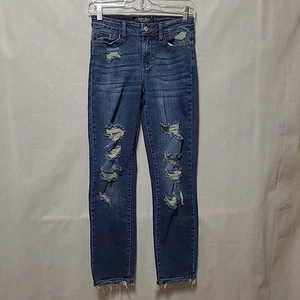 Judy Blue Womens Boyfriend Fit Stretch Distressed Dark Wash Jeans Size 0/24 - Picture 1 of 13