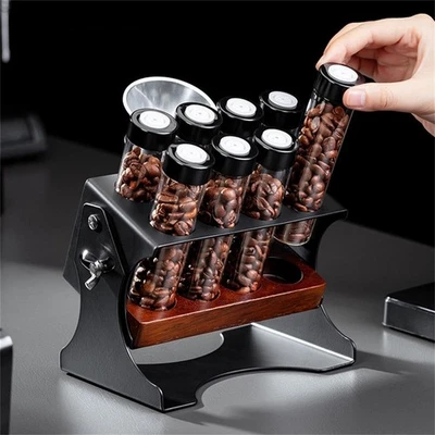 Coffee Bean Storage Display Stand 8 Tubes with Funnel and Air Release Valve - Image 1 of 4