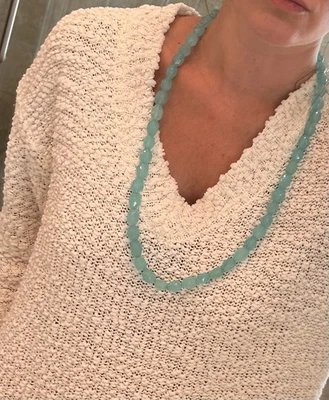 Sundance Catalog Long Faceted Turquoise Necklace  Stone Amozonite Aquamarine - Image 1 of 4