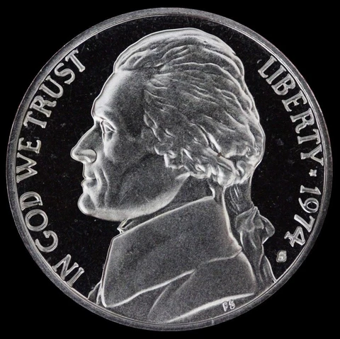 1974 S Jefferson Nickel "Beautiful" PROOF Gem Deep Cameo Coin US Mint Cover
