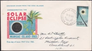 COOK IS 1965 Solar Eclipse FDC - special Manuae cds in black...............A7908 - Picture 1 of 1
