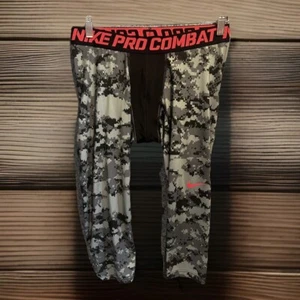 Nike Pro Combat Compression Pants Boys Youth XL Gray Camouflage Swoosh Sport - Picture 1 of 12