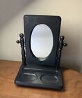 Men's Wooden Dresser Valet Tray w/Shave Stand & Oval Mirror Vintage Mid Century