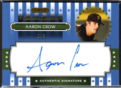 2008 Razor Signature Series Exclusive Signatures Blue SP /5 #ES-7 Aaron Crow - Image 1 of 2