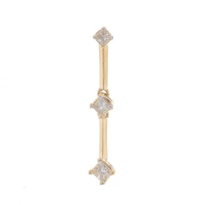 Yellow Gold Diamond Graduated Three-Stone Journey Pendant - 14k Princess .20ctw - Picture 1 of 6