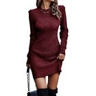 Women Sweater Dress Round Neck Long Sleeve Casual Slim Fit Knitted Dresses