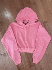 EUC American Eagle Cropped Hoodies Women's Pink Pullover Sweatshirt Size S - Picture 1 of 8