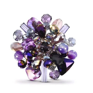 Purple Blossoming Lotus Amethyst Stone Floral Pin/Brooch - Picture 1 of 5