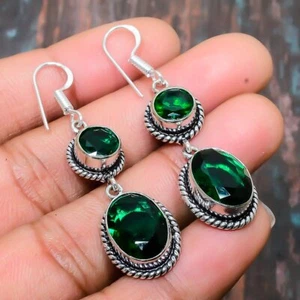 Chrome Diopside Gemstone Handmade Gift Jewelry Earring 1.97" o275 - Picture 1 of 4