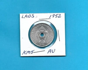 1952 Laos 20 Cents Km5 UNCIRCULATED Aluminum - Picture 1 of 2