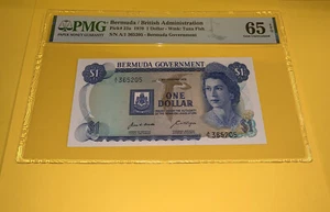 PMG Bermuda/ British Administration $1 Banknote 1970 p23a Gem UNC - Picture 1 of 5