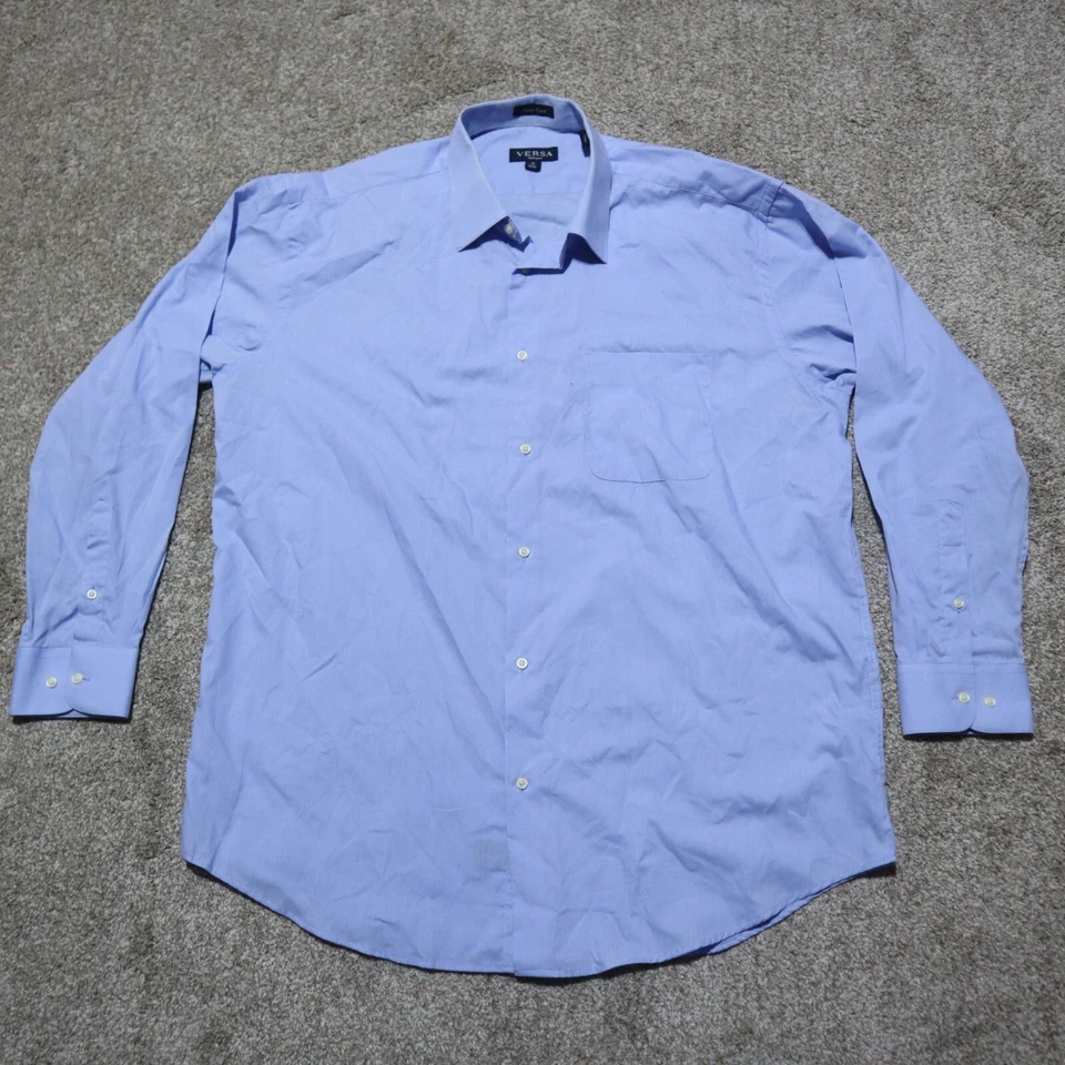 Camisa de vestir Versa azul manga larga abotonada fácil cuidado para hombre talla XL 17 34/35 Foto 1 de 4