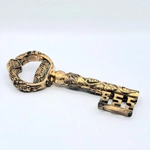 Vintage Uhren German Brass Key Shaped Bottle Corkscrew Opener Bar Tool - Picture 1 of 8