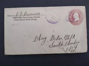 Colorado: copertina Portland 1889, CD viola parziale e croce maltese, DPO Ouray Co - Foto 1 di 2