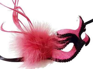 Midsummer Night's Dream Pink & Black Masquerade Mask Womens Costume Party Masque - Picture 1 of 3