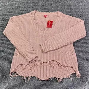 NWT Guess Elegante suéter de punto rosa con cuello en V para mujer acrílico de algodón suave pequeño - Imagen 1 de 11