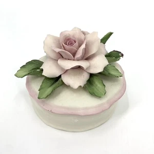 Capodimonte Porzellan Schmuck Box signiert Carlo Savastano rosa Rose - Bild 1 von 6