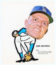 DON DRYSDALE 1963 Los Angeles Dodgers Pin-Up Card ~ HOF ~ SUPER RARE - Mint