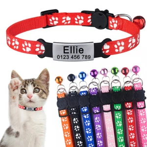 Kitten Personalised Cat Collar Bell Engraved Name Tag Small Dog Puppy ID Number - Picture 1 of 18