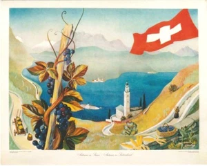 Original Vintage Plakat HERBST IN DER SCHWEIZ WEIN 1945 - Bild 1 von 1