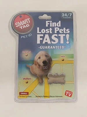As Seen on TV! Find Lost Pets Fast! Smart Tag Small Bone Pet ID eAlert Service  - Image 1 of 4