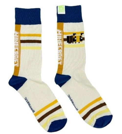 ~ Minecraft Socks Unisex Adult Size 9-12 ~ Bee Socks ~ - Image 1 of 1