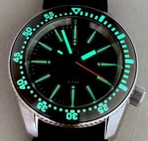 Mod NH38 Frog Diver Military Dome Sapphire Orange Combat SPB SKX Lumed Bezel - Picture 1 of 16