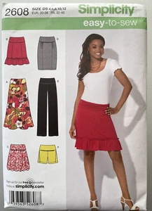 Simplicity Easy Sewing Pattern #2608, Size 4-6-8-10-12, Misses' Skirts, Pants - Picture 1 of 2