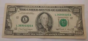 1990. - Billete de 100 dólares serie L Vásquez - Imagen 1 de 8