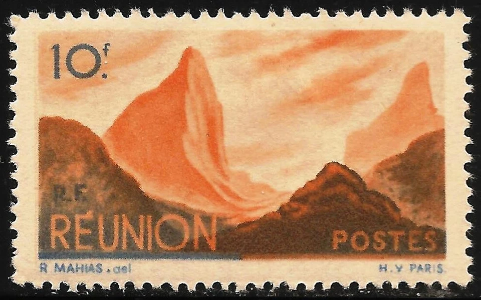 Reunion #264 (A31) VF MLH - 1947 10fr Mountain Scene - Image 1 of 1