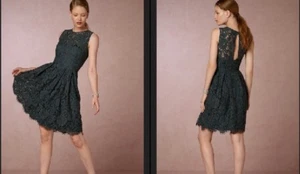 Vestido BHLDN Kinsley Fit-N-Flare Encaje Dobladillo Festoneado Verde Esmeralda Talla 12 - Imagen 1 de 10
