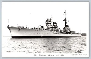 RPPC Cruiser RHS Helli Royal Hellenic Navy Greece 1956 Vintage Postcard - Picture 1 of 2