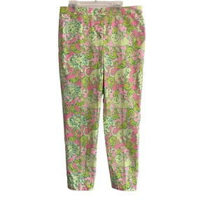 Lilly Pulitzer Wels Muster Hose Größe 4 grün rosa Löwen Tiger Koi Fisch - Bild 1 von 7