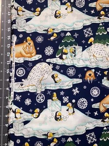 Arctic Antics Walrus Penquin Alexander Henry 1998 - 1 Yard 31" Cotton Fabric New - Picture 1 of 4