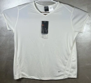 Nike Shirt Womens XL White Dri-Fit UV V Neck Athletic Short Sleeve Active NWT - Picture 1 of 11